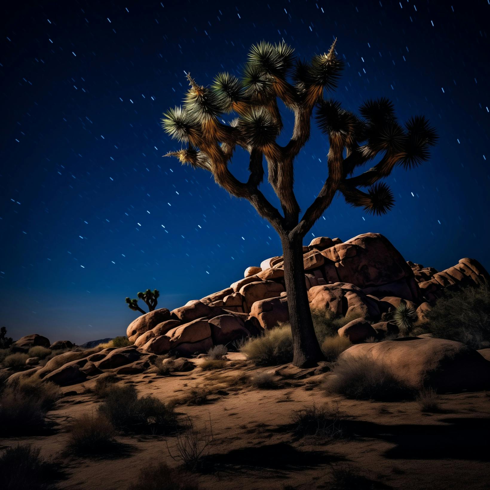Joshua tree at night